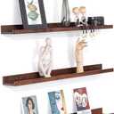 MBYD Floating Shelves 3 Same Dimensions, 48 Inch Deep Walnut Solid Wooden Shelves for Wall, Wall Mount Picture Ledge Shelf, Hanging Photo Display Shelf for Bedroom, Kitchen, Office, Living Room