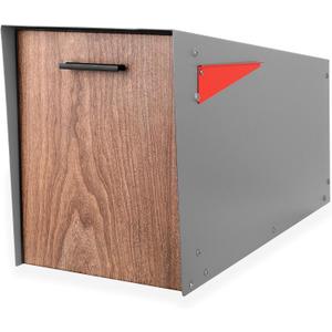 Ilyapa Modern Mailbox with Angle Design Post Mount - Metal Mailbox for Outside - Gray Exterior Mail Box - Powder Coated Steel - All Weather Resistant