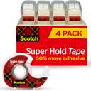 Scotch Super Hold, Transparent, Clear Glossy Finish, 4 Tape Rolls with Dispenser, Tape Rolls for Home Office and School, 3/4 in. x 650 in.