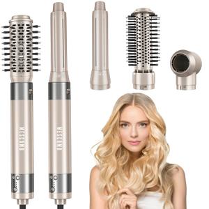 5 in 1 Hair Air Styler - Rotating Hair Dryer Brush 110000 RPM for Fast Drying & Hot-Air Automatic Wrap Curlers for Curling, Frizz-Free Blow Dryer Brush for Straightening Volumizing No Heat Damage