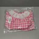 Gueuusu Newborn Baby Girl Easter Outfit Bunny Embroidery Smocked Bubble Romper Short Sleeve One Piece Bodysuit Infant Clothes (18-24 Months, Plaid)