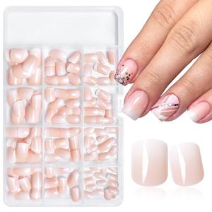 Lifextol 240pc Ombre Square Press on Nail Short Fake Nails Press ons Glue on Nails with Glue & Adhesive Tabs, Acrylic Nails Press on Nails Square False Gel Nail Tips Stick on Artificial Fingernails