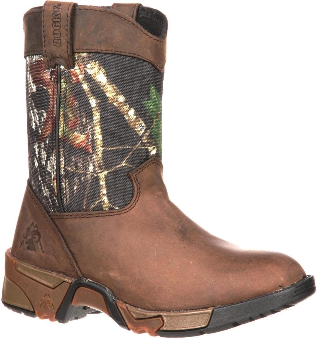 Rocky Unisex-Kid's FQ0003639 Mid Calf Boot, Mossy Oak Break up Infinity Camouflage, 7 M US Big Kid