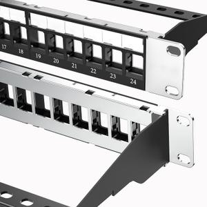Jadaol 19” 1U Shielded Blank Patch Panel, 24-Port Rack Mount Keystone Panel for Cat6/Cat6a, HDMI, Coax, Fiber & Audio – Metal Frame (No Keystone Jacks Included)