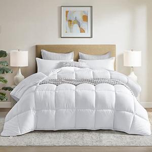 Dorrin Nessin Bedding White Winter, Extra Fluffy, Twin Size, Down Alternative Comforter, Heavyweight All Season, Fiberfill Comforter, Duvet Insert with 8 Corner Tabs