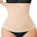 Nebility Womens' Waist Trainer Tummy Control Waist Cincher Slim Body Shaper (Small, Beige Without Hook)
