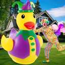 Hungdao 4 ft PVC Mardi Gras Inflatable Duck - Blow up Pool Float Large Giant Rubber Ducks - Mardi Gras Inflatable Decorations Outdoor for Carnivals Party Supplies Favors - Air Pump Not Included