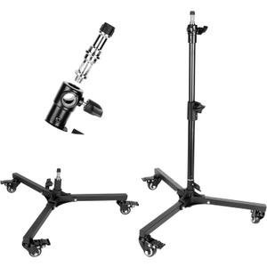 Photography Light Stand Base with Casters,Wheeled Floor Light Stand, Foldable Low-Angle/Tabletop Shooting Base Stand for Studio Monolight,Reflector,Diffuser