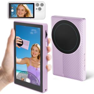 Vlog Selfie Monitor Screen, Back Camera Selfie Monitor, Audio Sync, Remote Zoom Shooting, Shooting Mode Switch, Magnetic Selfie Screen for Content Creator Essentials, Compatible with Iphone and Android (Purple)