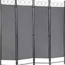 4 Panel Room Divider 6FT Steel Frame Screen Folding Privacy Divider Freestanding Partition for Home Office Bedroom,Light Grey