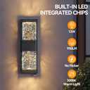 Dusk to Dawn Outdoor Lighting Fixture Wall Mounted - 14.2'' IP65 Waterproof Wall Sconce with 12W LED Crystal Modern Outside Wall Lamp for Hallway Doorway Porch Patio Backyard, Black, 1PCS