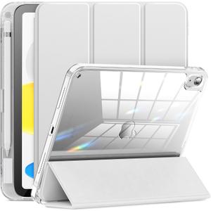 INFILAND Compatible with iPad A16 Case 11th Generation 11 Inch 2025, iPad 10th Generation Case 10.9 Inch 2022, Clear Protective Slim Cover with Apple Pencil Holder & Charging Adapter Slot (Silver)