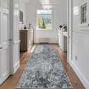 Runner Rug for Hallways Kitchen 2'6"x8' Washable Non Slip: Carpet Non Skid 8ft Entryway Rubber Backed 8 Feet Neutral Abstract Modern Rug Low Pile Pet Friendly Indoor Black