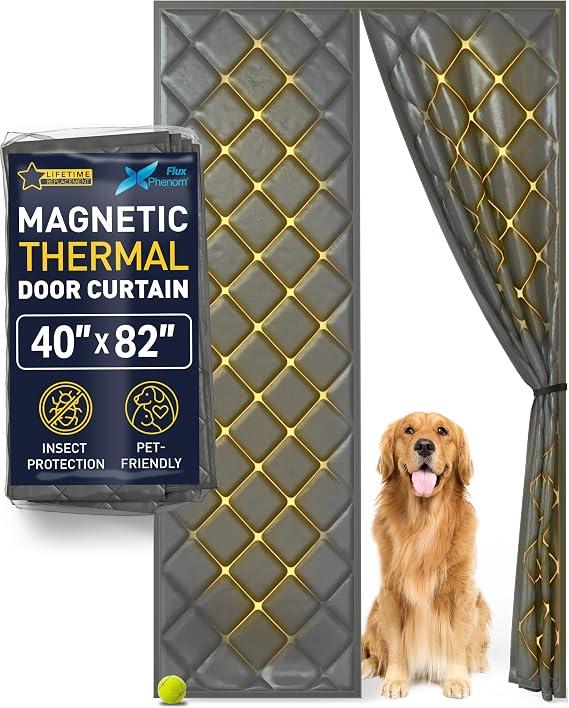 Flux Phenom Magnetic Screen Door - Bugs Out, Breeze in - 9min Install Auto-Sealing Heavy Duty Double Stitched Mesh, 50 Magnets, Hands Free Sliding & Patio Doors Net, Pet & Kid Friendly, 40 x 82 Inch