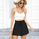 CZYINXIAN Women's Casual Wide Leg Shorts High Waisted Adjustable Tie Knot Ruffle Shorts with Pockets (XXL)