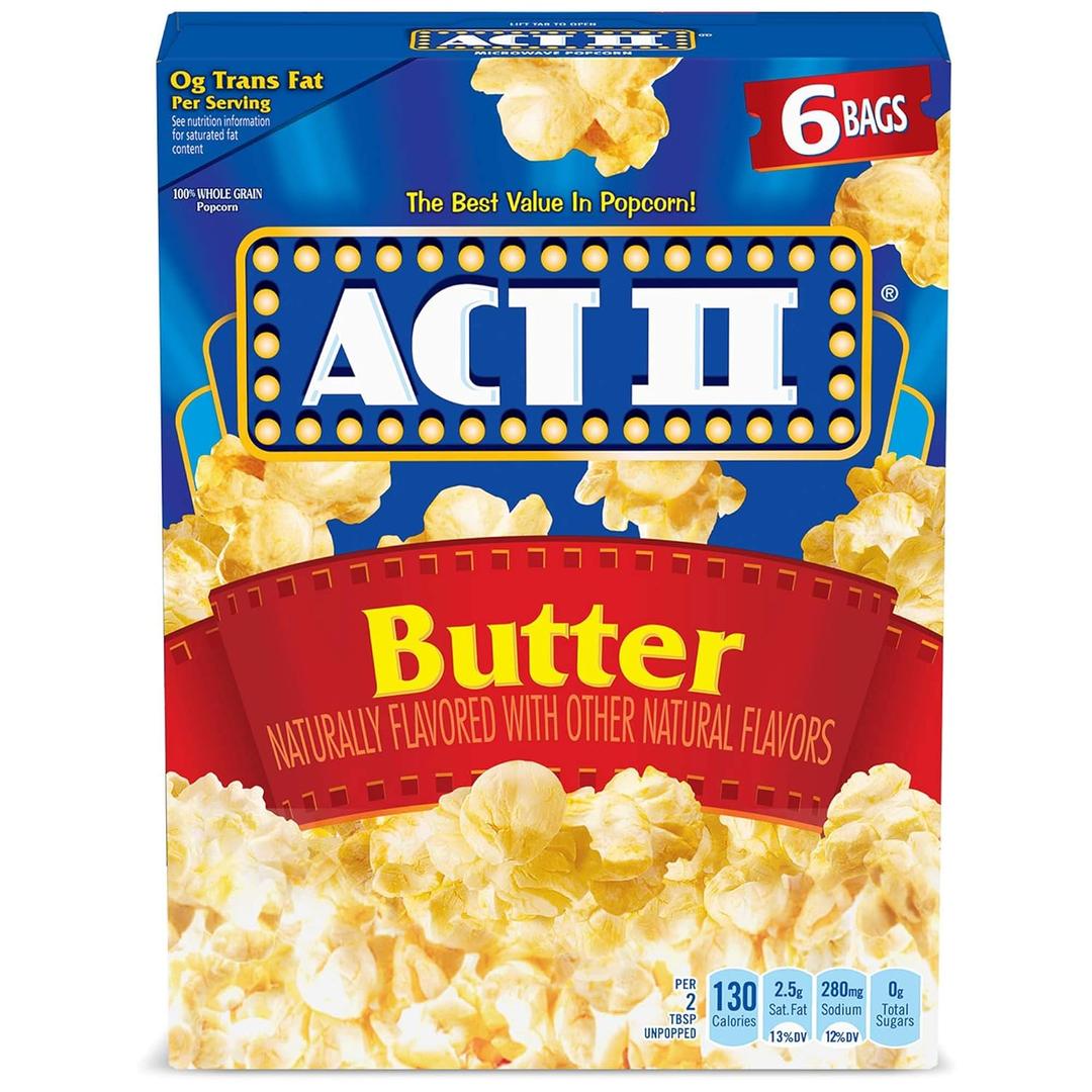 Act II Butter Microwave Popcorn, 2.75 oz., 6-Count Bags (Pack of 6) BBD 10/05/2026