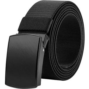 Bluecton Mens Belt Plus Size Adjustable Web Work Belts for Men Black 51'' Big and Tall