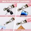 2 Pcs Scrunchie Lanyard Teacher for ID Badges Keys with 4 Card Holders, Stretchy Cute Scrunchie Lanyards for Work School Daily Use, Christmas & New Year Gift Set for Women Teachers