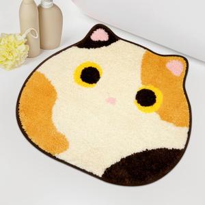 Bathroom Rug - Bathroom Mat,Calico Cat Rug,Soft Cat Bath Mat,Non Slip Bath Mats for Bathroom Kitchen Bedroom,Home Decorations(20 * 22inch) (1'10" (Round)