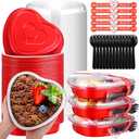 Yinkin 22 oz Heart Shaped Cake Pans Valentine Aluminum Foil Cupcake Cup with Lids and Spoons, Disposable Cake Tins Heart Baking Pan Mini Baking Tins for Valentine Wedding Birthday Party(Red,25 Pcs)