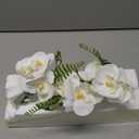 Oairse White Orchids Artificial Flowers Faux Orchids Arrangement in Clear Glass Vases Set of 3 Real Touch Phalaenopsis Orchid Flowers Small Fake Orchid Centerpiece for Dining Room Table