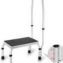 VEVOR Step Stool 1-Step 330lbs Capacity, 3 Adjustable Height with Handle Steel Step Ladder, Portable Toddler Step Stools for Adults, Non-Slip Sturdy Step Ladders for Office, RVs, Pets