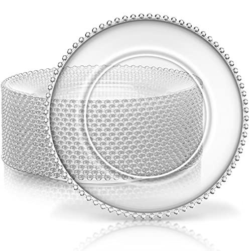 Zopeal 18 PCS Clear Charger Plates with Beaded Rim 13 Inch Plastic Round Charger Plates Bulk for Dinner Home Kitchen Wedding Party Tabletop(Clear) Zopeal 18 PCS Clear Charger Plates with Beaded Rim 13 Inch Plastic Round Charger Plates Bulk for Dinner Home Kitchen Wedding Party Tabletop(Clear)