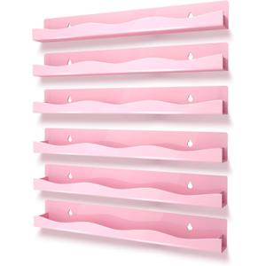 3 Pack Nail Polish Wall Mounted Shelf,15 Inch Nail Polish Floating Shelves for 66-90 Bottles Multi-Purpose,Ideal Gift, Great Display for Salons Retailers,Pink
