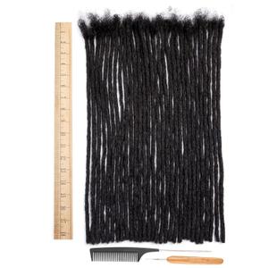 DAIXI 0.6cm and 0.4 0.8cm Options Thickness 18 Inch 60 Strands 100% Real Human Hair Dreadlock Extensions for Man/Women Handmade Permanent loc Extensions Bundles Can Be Dyed Bleached Curled Twisted Black