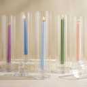 Hurricane Candle Holder Thickened Ribbed Cylinder Covers Taper Candle Sticks Holder Glass Tall Candlesticks Holders Centerpiece for Wedding Dining Table, 10 Pcs