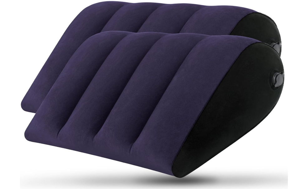 Portable Inflatable Wedge Pillow 2 Pack, Body Positioner for Sleep Support, Adjustable Travel Pillow - Lightweight Bed/Leg Support Pillow, for Home Outdoor Travel Blue