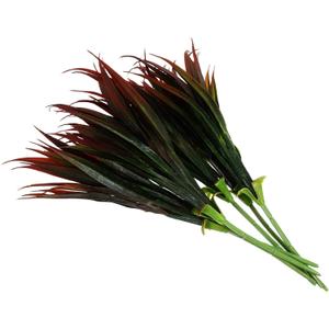 6pcs Artificial Plastic Plants for Outdoor Decor Fake Greenery Decor Vase Simulation Leaves Pick (42X20cm, Red)