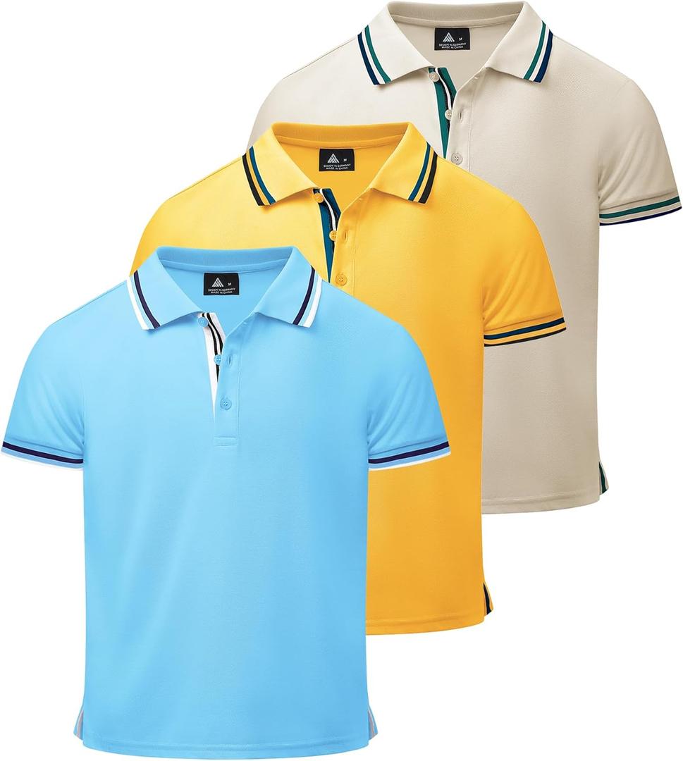 Little Beauty 3 Pack Boys Polo Shirts Casual Quick Dry Athletic Golf Shirt Active Short Sleeve Summer Tops, Youth XL