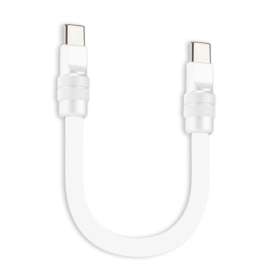 chubbycable Cute Chubby 240W Short USB-C Cable Power Bank Fast Charging Cable Silicone Charger Cord Compatible with iPhone 17-15 Series iPad, White+White, Type-C to Type-C, 10 inch