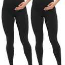 Buttergene Women's Maternity Leggings over the Belly Pregnancy Active Wear Workout Yoga Tights Pants (Medium, 2pack Black*2)