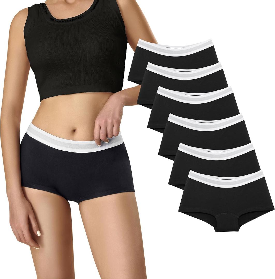 Uizuooy Women's Boxer Briefs Cotton Underwear Briefs Full Coverage Soft Anti Chafing Ladies BoyShorts Panties 5 Pack XL