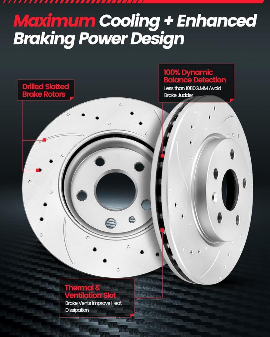 Front Brake Kit Compatible with Chevrolet Cobalt HHR Malibu Pontiac G6 Saturn Ion Redline Replacement 11.65" inch Disc Brake Rotors, 55093 D1028-7932 | Geomet Coated