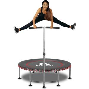 40" Mini Rebounder for Adults with Bungee Cords, 450/550LBS Quiet Indoor Exercise Trampoline with Adjustable Foam Handle Bar for Gym Workout, Home Fitness