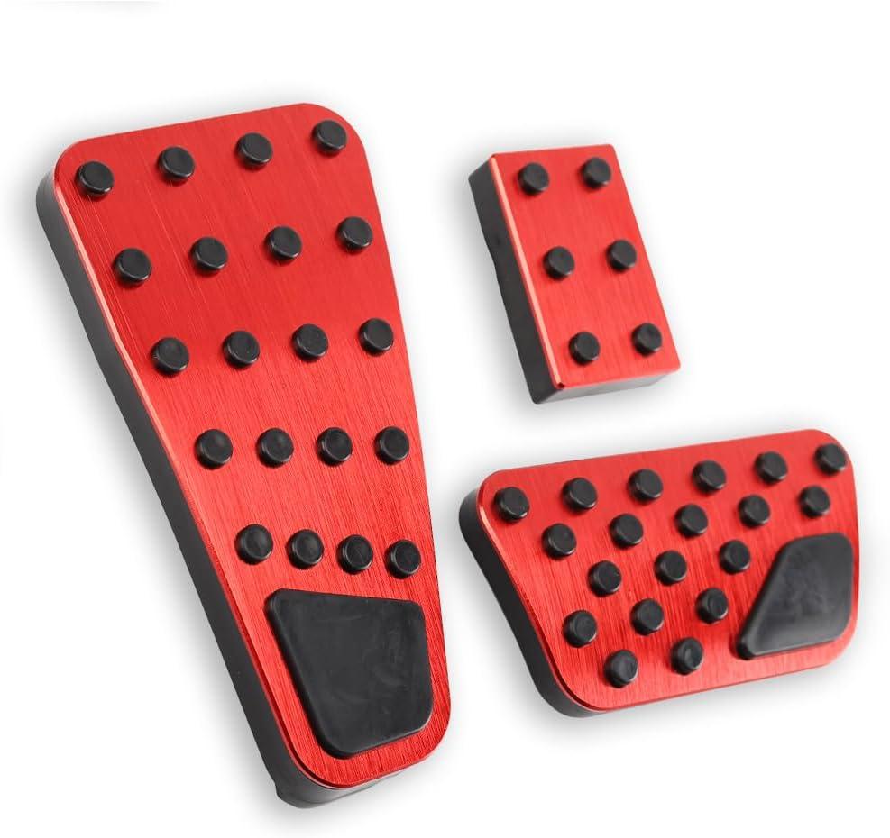 LEXLEY 3PCS Anti-Slip Aluminum Brake Gas Parking Pedal Pads,Auto No Drilling Accelerator Pedal Covers Only for Dodge 2010-2018 RAM 1500 2500 3500,2019-2024 RAM 1500 Classic-RED