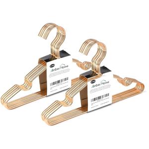 Amber Home 20Pack 12" Rose Gold Kids Baby Hangers, Strong Metal Children Clothes Hangers for Closet, Space Saving Infant Hanger for Toddler Coats Pants (Rose Gold, 20)