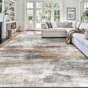 8x10 Area Rugs, Abstract Morden Soft Washable Rug, Non-Slip Low Pile Rugs for Living Room, Bedroom, Dining Room, Home, Office(Grey & Brown)