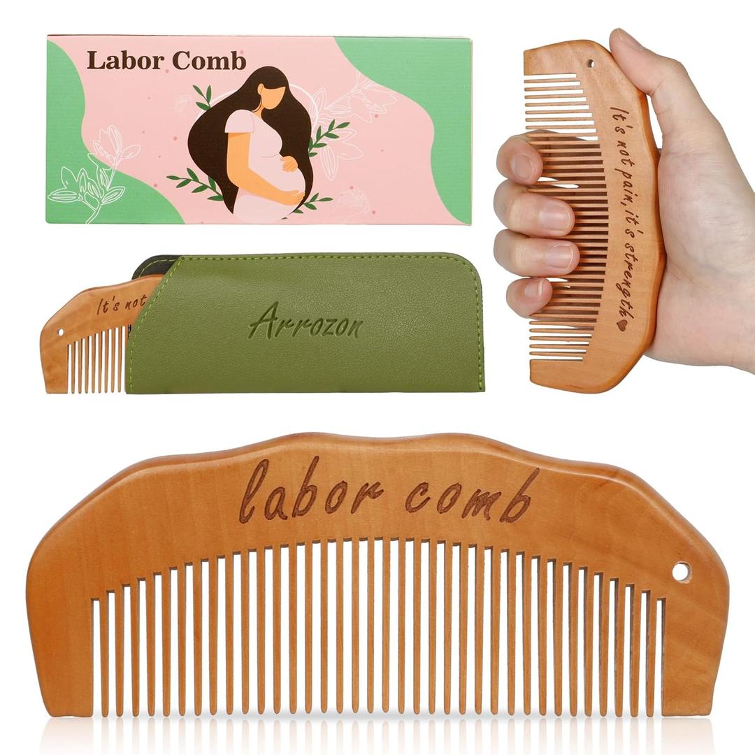Arrozon Birth Comb for Women Labor, New Mom Gifts Wooden Labor comb Natural Labor and Delivery Essentials,Birthing Comb Hospital Bag Must Haves for Pregnant Mom