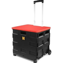 MaxWorks 50830 Collapsible Black Rolling Folding Dolly Cart for Teachers - Multi-Functional Teacher Dolly with Extra Storage, Durable Wheels, and Easy-to-Fold Design for Classroom, Office, Shopping