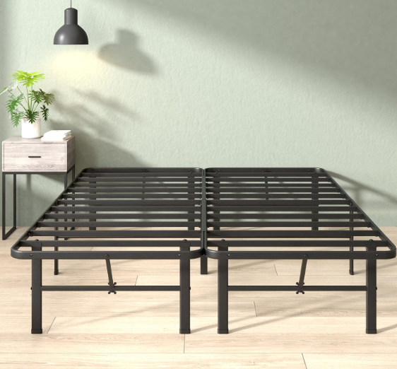 Zinus Rumi 14in Queen Metal Bed Frame, Quick Assembly SmartBase® Mattress Foundation, Heavy Duty Sturdy Steel with No Box Spring Needed, Eco-Friendly Packaging, Black, Queen (79.5"L x 59.5"W x 14"H)