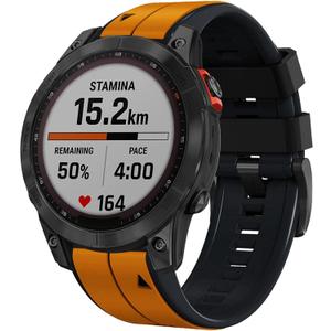 Abanen Quick Fit Silicone Watch Bands for Garmin Fenix 8 51mm / epix Pro 51mm / Instinct 2X / Instinct 3 50mm,Soft Sport Bicolor Waterproof Wristband Strap for Fenix 7X/6X/5X, Enduro