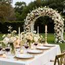 Nervure 100Pieces White with Gold Rim Plastic Plates - 7.5inch Disposable Gold Salad/Dessert Plate - White and Gold Plastic Plates Ideal for Wedding & Party & Mothers Day