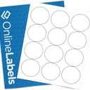 2.5" Round Labels - Permanent Adhesive, White Matte - Great for Candle and Jar Lids, Products, Favor Labels - Pack of 6,000 Circle Stickers, 500 Sheets - Inkjet/Laser Printers, OL350WX, OnlineLabels