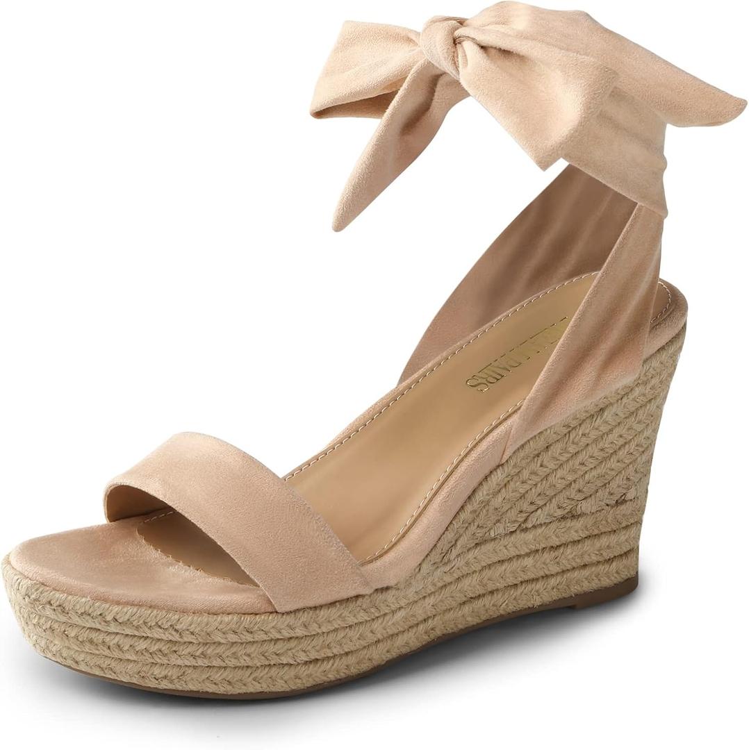 DREAM PAIRS Womens Open Toe Espadrilles Wedges Tie Lace Up Cute Ankle Strap Platform Sandals Dressy Shoes, Size 9