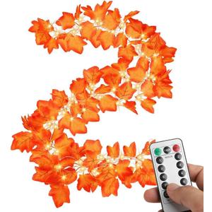 2 Pack Fall Lights - 26Ft 80LED Thanksgiving Decorations with 8 Lighting Modes & Timer - Enlarged Maple Leaves - Battery Operated Waterproof Lights for Indoor & Outdoor Autumn Decor