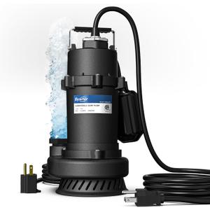 1/2 HP Sump Pump, 4200 GPH, 26 FT Lift, Automatic Float Switch, 115V